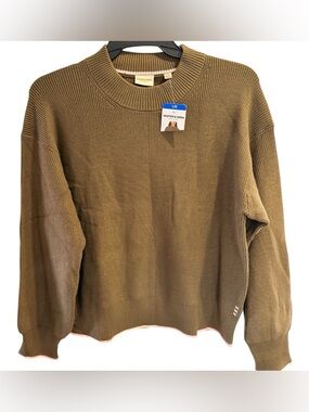 Scotch & Soda Olive Crewneck Ribbed Sweater. Pink trim. Women’s large